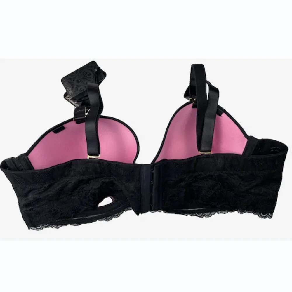 City Chic Boudoir Push-Up Multiway Strapless Bra Black & Pink US Size 42B NWT‎